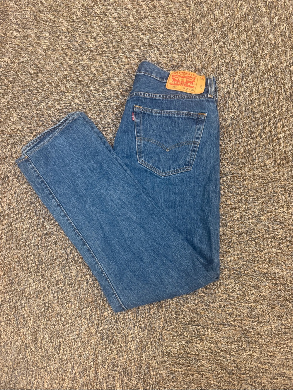 Levi's 501 Button Fly Blue Straight-Leg Men’s Jeans 36X34 Medium Wash